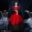 Vintage / Retro Medieval Gothic Bling Bling Red Ball Gown Prom Dresses 2021 Long Sleeve Square Neckline Floor-Length / Long Beading Flower Sequins Lace Cosplay Prom Formal Dresses