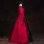 Vintage / Retro Medieval Gothic Red Black Ball Gown Prom Dresses 2021 Square Neckline Long Sleeve Floor-Length / Long Lace Satin Cosplay Prom Formal Dresses