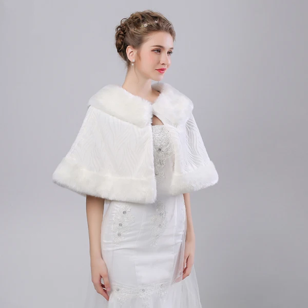 White Winter Faux Fur Striped Prom Evening Party Wedding Shawls 2017