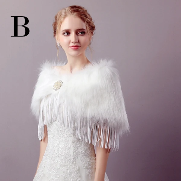 White Winter Lace-up Faux Fur Wedding Prom Shawls 2017