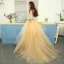 2 Piece Gold Prom Dresses 2017 A-Line / Princess U-Neck Tulle Sleeveless Embroidered Evening Party Formal Dresses