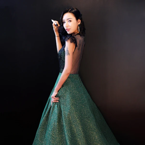 Luxury / Gorgeous Green Evening Dresses 2018 A-Line / Princess Lace Backless Pierced Floor-Length / Long Evening Party Formal Dresses