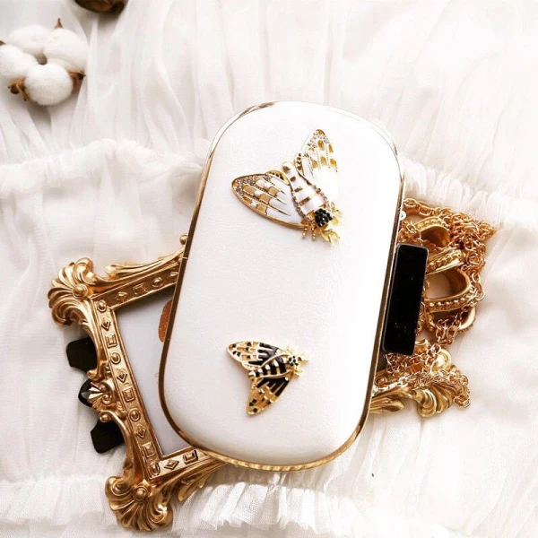 Chic / Beautiful 2017 White Leaf Rhinestone PU Beach Church Outdoor / Garden Clutch Bags