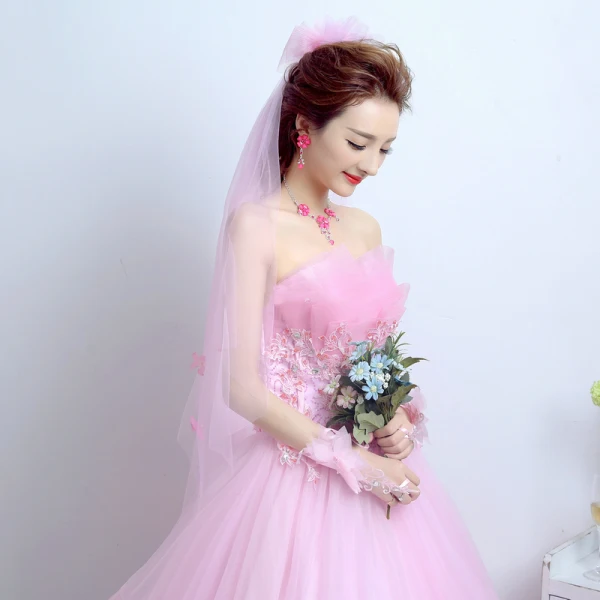 Chic / Beautiful 2017 Blushing Pink Wedding Dresses Lace Appliques Backless  Corset Strappy A-Line / Princess Wedding