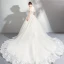 Luxe Blanche Cathedral Train Mariage 2018 Tulle Lacer Bustier Perlage Appliques Dos Nu Robe Boule Robe De Mariée