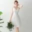 Sparkly White Graduation Dresses 2018 A-Line / Princess Tulle V-Neck Striped Backless Homecoming Formal Dresses