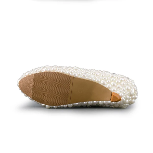 Chic / Belle Blanche Mariage Perlage Cristal Perle Chaussure De Mariée 2018