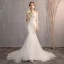 Amazing / Unique White Trumpet / Mermaid Wedding Dresses 2019 Lace Tulle Appliques Backless Embroidered Strapless Court Train Church Wedding