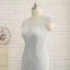 Luxury / Gorgeous Silver Short Trumpet / Mermaid Mother Of The Bride Dresses 2019 Lace U-Neck Appliques Backless Beading Sequins Handmade  Church Wedding Party Dresses