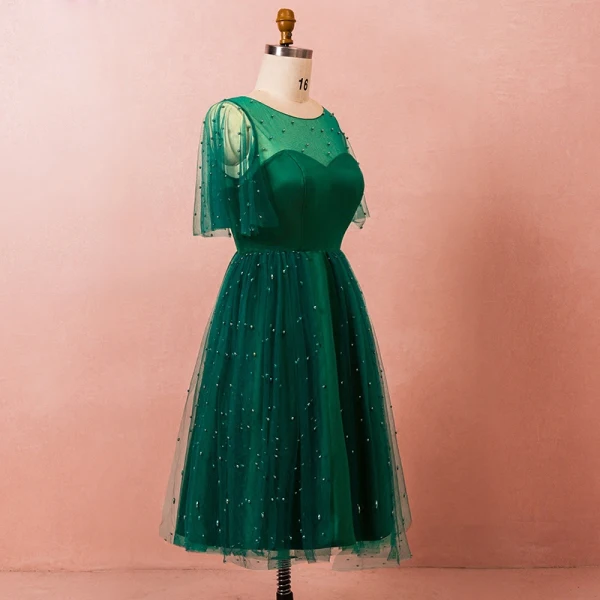 Classic Elegant Dark Green Plus Size Graduation Dresses 2018 U-Neck Tulle A-Line / Princess Backless Beading Homecoming Formal Dresses Classic Elegant Dark Green Plus Size Graduation Dresses 2018 U-Neck Tulle A-Line / Princess Backless Beading Homecoming Formal Dresses