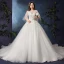 Simple Blanche Grande Taille Robe De Mariée 2019 Tulle Appliques Dos Nu Perlage Fait main Chapel Train