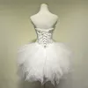 Chic / Beautiful White Graduation Dresses 2018 A-Line / Princess Tulle Lace Backless Beading Homecoming Formal Dresses