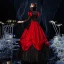 Vintage / Retro Medieval Gothic Bling Bling Red Ball Gown Prom Dresses 2021 Long Sleeve Square Neckline Floor-Length / Long Beading Flower Sequins Lace Cosplay Prom Formal Dresses