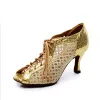Modern / Fashion Gold Latin Dance Shoes 2020 Patent Leather Snakeskin Print Dancing Prom Womens Shoes
