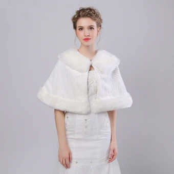 White Winter Faux Fur Striped Prom Evening Party Wedding Shawls 2017