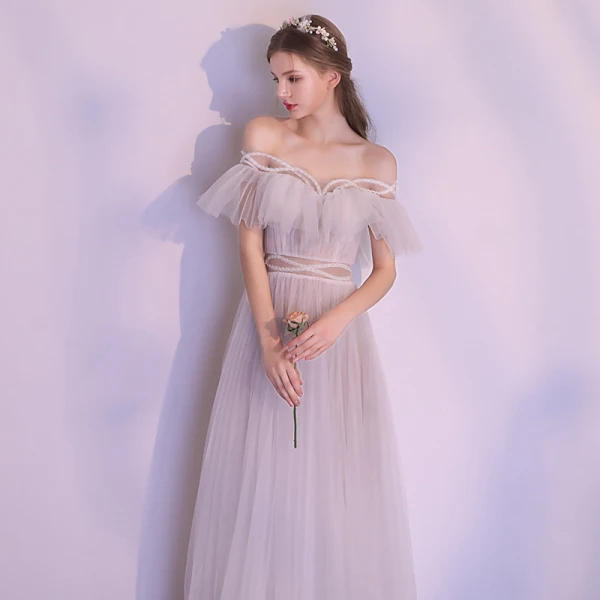 Sparkly White Floor-Length / Long Evening Dresses 2018 A-Line / Princess Tulle Backless Beading Pearl Strapless Evening Party Formal Dresses