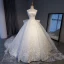 Luxe Blanche Cathedral Train Mariage 2018 Bretelles croisées Lacer Tulle Dos Nu Perlage Brodé Robe Boule Robe De Mariée