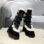 Klassieke Twee kleuren Zwarte Snowboots 2020 Suede X-Strap Winter Wollen Leer Mid Kalf Toevallig Tuin / Outdoor Ronde Neus Dames Laarzen