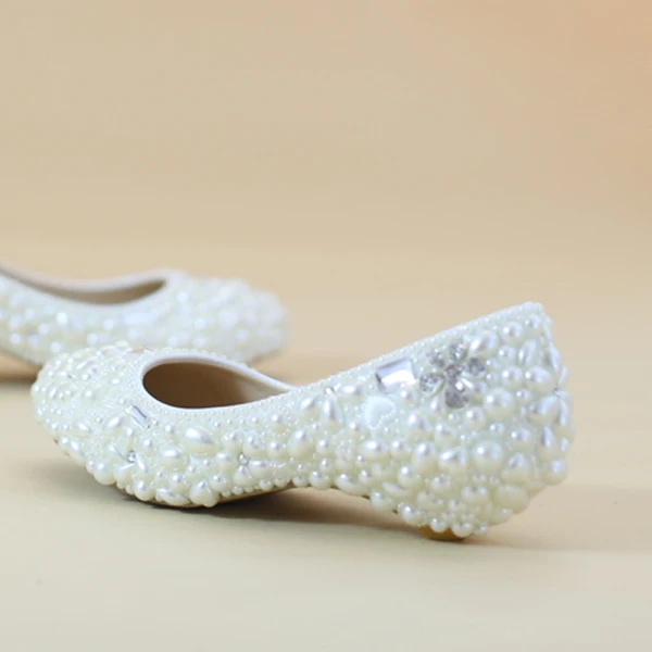 Chic / Belle Blanche Mariage Perlage Cristal Perle Chaussure De Mariée 2018
