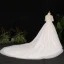 Stunning Glitter Ivoor Grote Maat Baljurk Trouwjurken 2021 U-hals Kanten Tule Satijn 1/2 Mouwen Ruglooze Handgemaakt Kralen Rhinestone Pailletten Glans Chapel Train Huwelijk