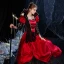 Vintage / Retro Medieval Gothic Bling Bling Red Ball Gown Prom Dresses 2021 Long Sleeve Square Neckline Floor-Length / Long Beading Flower Sequins Lace Cosplay Prom Formal Dresses