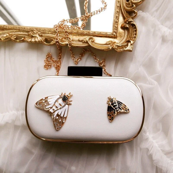 Chic / Beautiful 2017 White Leaf Rhinestone PU Beach Church Outdoor / Garden Clutch Bags