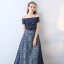 Schöne Marineblau Ballkleider 2017 Bandeau Mit Spitze Applikationen Rückenfreies Stickerei Riemchen Drucken Abendkleider