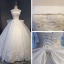 Luxe Blanche Cathedral Train Mariage 2018 Bretelles croisées Lacer Tulle Dos Nu Perlage Brodé Robe Boule Robe De Mariée