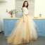 2 Piece Gold Prom Dresses 2017 A-Line / Princess U-Neck Tulle Sleeveless Embroidered Evening Party Formal Dresses