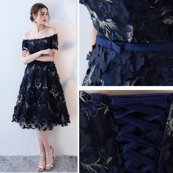 Chic / Beautiful Royal Blue Graduation Dresses 2017 Strapless Lace Appliques Backless Strappy Homecoming A-Line / Princess Party Dresses