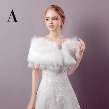 White Winter Lace Up Faux Fur Wedding Prom Shawls 2017