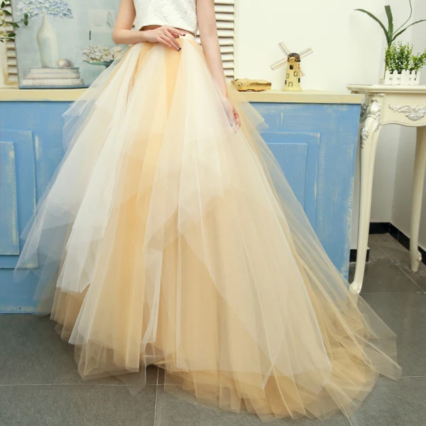 2 Piece Gold Prom Dresses 2017 A-Line / Princess U-Neck Tulle Sleeveless Embroidered Evening Party Formal Dresses