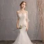 Amazing / Unique White Trumpet / Mermaid Wedding Dresses 2019 Lace Tulle Appliques Backless Embroidered Strapless Court Train Church Wedding