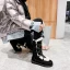 Klassieke Twee kleuren Zwarte Snowboots 2020 Suede X-Strap Winter Wollen Leer Mid Kalf Toevallig Tuin / Outdoor Ronde Neus Dames Laarzen