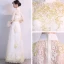 Chinese style Champagne Evening Dresses  2018 A-Line / Princess High Neck Lace-up Tulle Appliques Backless Evening Party Formal Dresses