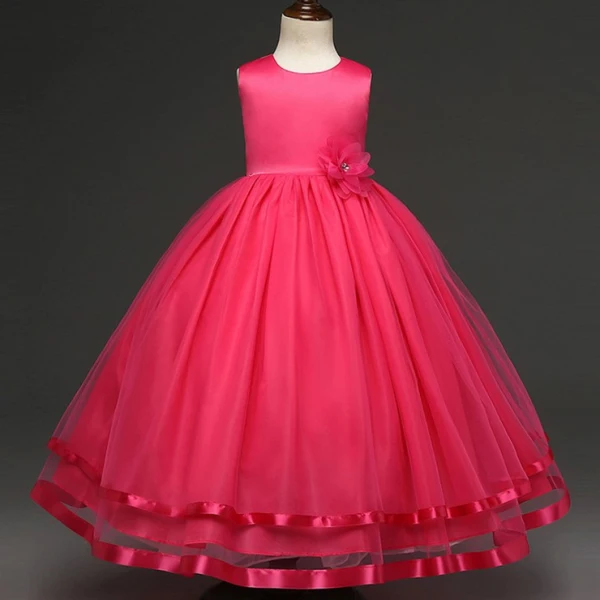 Chic / Beautiful Candy Pink Flower Girl Dresses 2017 A-Line / Princess U-Neck Appliques Lace Butterfly Wedding