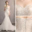 Amazing / Unique White Trumpet / Mermaid Wedding Dresses 2019 Lace Tulle Appliques Backless Embroidered Strapless Court Train Church Wedding