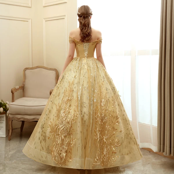 gold backless formal dress Metallic Lace Plunge-Neck Backless Midaxi Dress in Gold - 4 main image 1