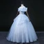 Chic / Beautiful Sky Blue Beading Pearl Sequins Prom Dresses 2022 Ball Gown Scoop Neck Short Sleeve Backless Floor-Length / Long Formal Dresses