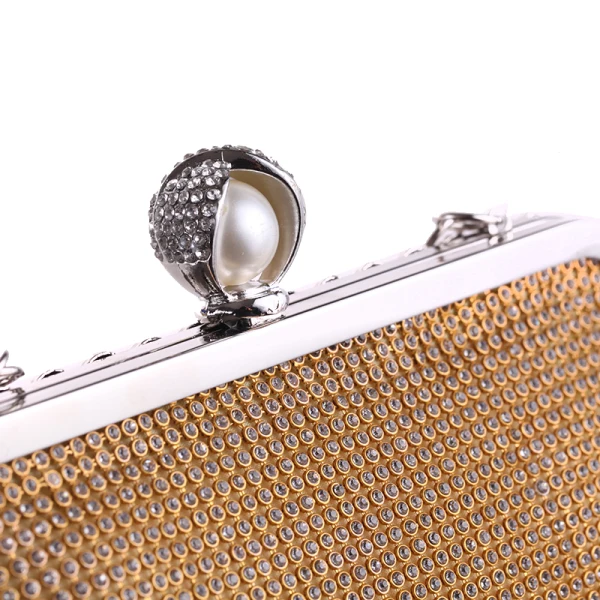 Chic / Beautiful Gold Glitter Rhinestone Metal Clutch Bags 2018
