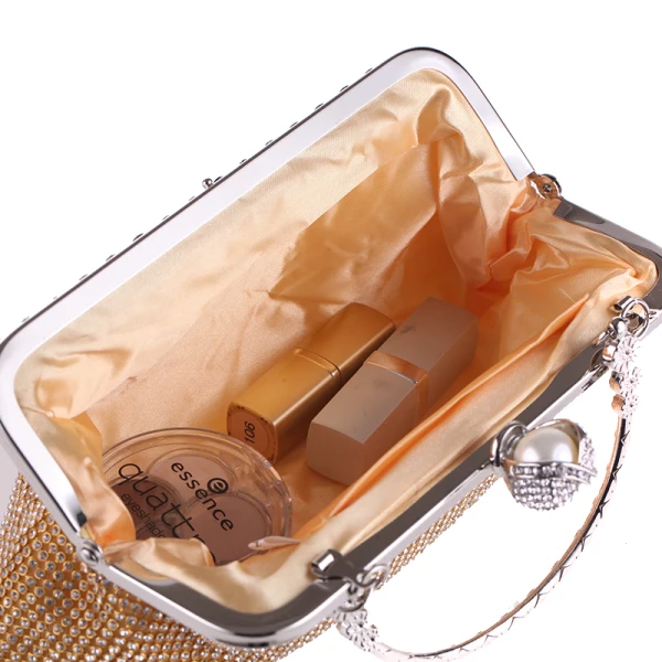 Chic / Beautiful Gold Glitter Rhinestone Metal Clutch Bags 2018