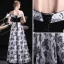 Unique Schwarz Weiß Ballkleider 2017 A Linie Off Shoulder Kurze Ärmel Drucken Lange Rückenfreies Festliche Kleider