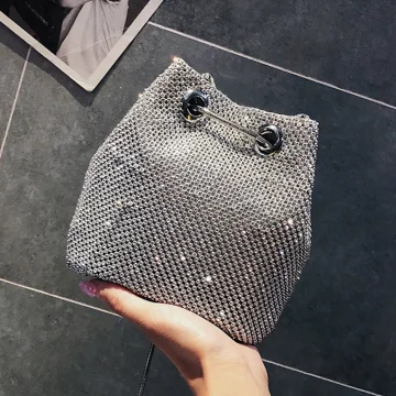Piękne Srebrny Cekinami Rhinestone Kopertówki 2018