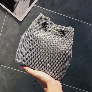 Hermoso Plata Glitter Rhinestone Bolsas De Embrague 2018
