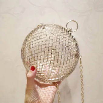 Amazing Unique Gold See Through Pierced Metal Clutch Bags 2018