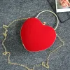 Amazing / Unique Red Suede Heart-shaped Metal Clutch Bags 2018