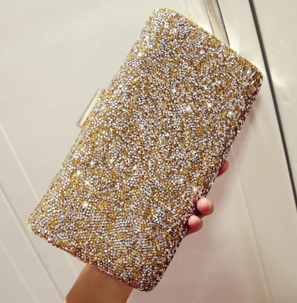 Sparkly Silver Glitter Rhinestone Metal Clutch Bags 2018