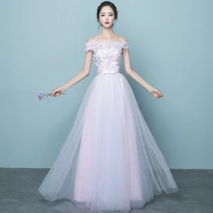 Chic Belle Rose Bonbon Robe Demoiselle D 039 Honneur 2017 Princesse De L Épaule Manches Courtes Appliques Fleur Paillettes Noeud Ceinture Longue Volants Robe Pour Mariage