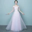 Chic / Beautiful Candy Pink Bridesmaid Dresses 2017 A-Line / Princess Off-The-Shoulder Short Sleeve Appliques Flower Sequins Bow Sash Floor-Length / Long Ruffle Wedding Party Dresses