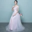 Chic / Beautiful Candy Pink Bridesmaid Dresses 2017 A-Line / Princess Off-The-Shoulder Short Sleeve Appliques Flower Sequins Bow Sash Floor-Length / Long Ruffle Wedding Party Dresses
